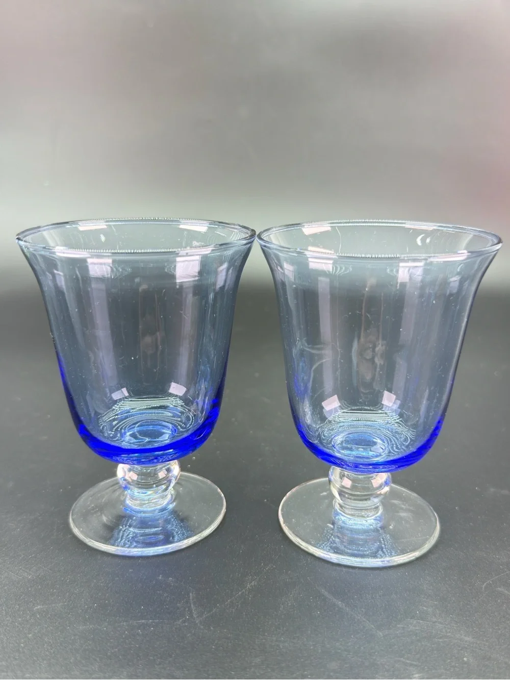Handblown Cobalt Blue Glass Tumbler Pair